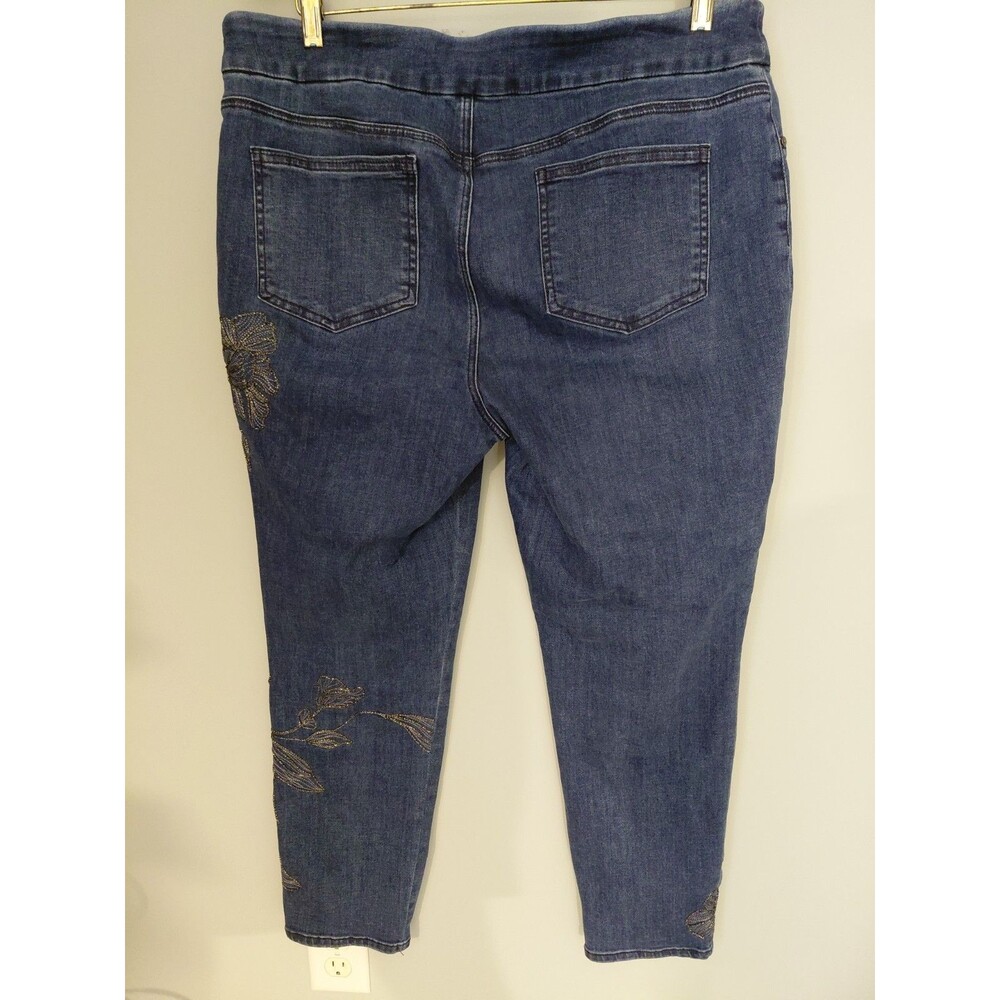 Chicos Embellished Pull On Jeggings Ankle Sz 2.5R (14R) Beads & Stitching - Picture 2 of 4